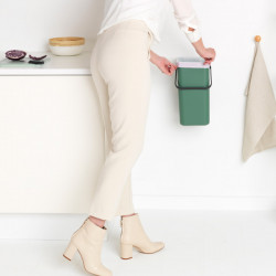 Κάδος χωριστής συλλογής απορριμμάτων Brabantia Sort&Go 1003235, 16 l, Χειρολαβή, Επιτοίχιος, Σκούρο πράσινο