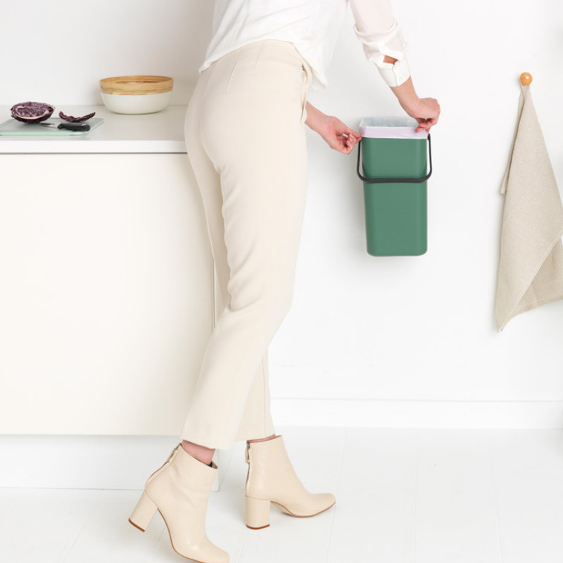 Κάδος χωριστής συλλογής απορριμμάτων Brabantia Sort&Go 1003235, 16 l, Χειρολαβή, Επιτοίχιος, Σκούρο πράσινο