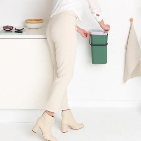 Κάδος χωριστής συλλογής απορριμμάτων Brabantia Sort&Go 1003235, 16 l, Χειρολαβή, Επιτοίχιος, Σκούρο πράσινο