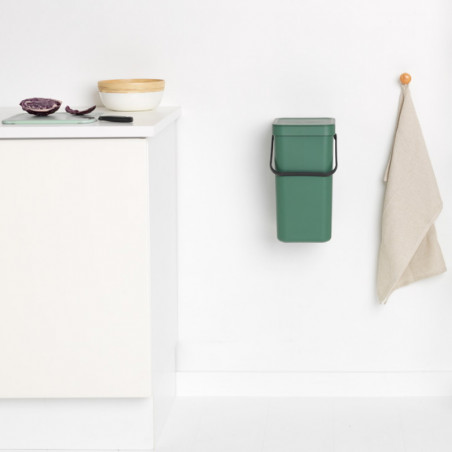 Κάδος χωριστής συλλογής απορριμμάτων Brabantia Sort&Go 1003235, 16 l, Χειρολαβή, Επιτοίχιος, Σκούρο πράσινο