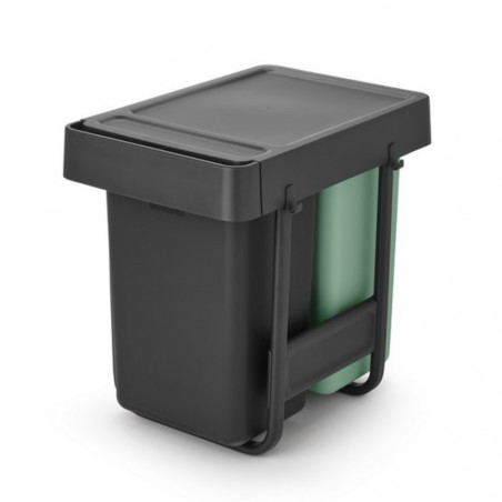 Brabantia Sort&Go κάδος χωριστής συλλογής 1008862, 2x15 l, Εσωτερική τοποθέτηση με τηλεσκοπικό πλαίσιο, Γκρι/πράσινο