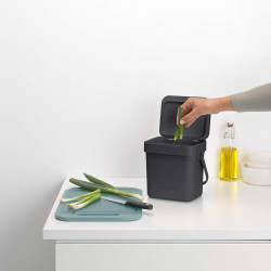 Κάδος χωριστής συλλογής απορριμμάτων Brabantia Sort&Go 1003230, 3 l, Χειρολαβή, Επιτοίχιος, Σκούρο γκρι