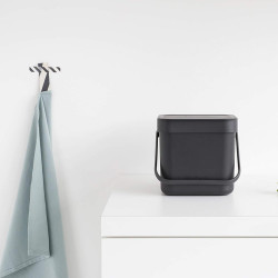 Κάδος χωριστής συλλογής απορριμμάτων Brabantia Sort&Go 1003230, 3 l, Χειρολαβή, Επιτοίχιος, Σκούρο γκρι