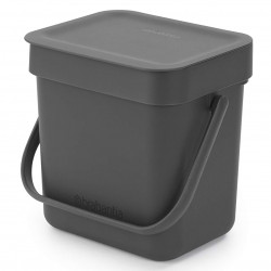 Κάδος χωριστής συλλογής απορριμμάτων Brabantia Sort&Go 1003230, 3 l, Χειρολαβή, Επιτοίχιος, Σκούρο γκρι