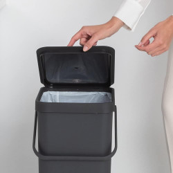 Κάδος χωριστής συλλογής απορριμμάτων Brabantia Sort&Go 1004140, 40 l, Χειρολαβή, Επιτοίχιος, Σκούρο γκρι