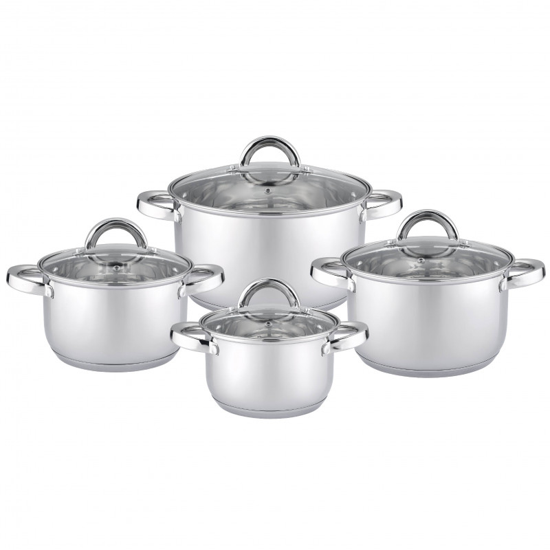 Σετ κατσαρόλα Rosberg R51210L8, 8 h, Διπλός πάτος, 1,8-5,8 λίτρα, Επαγωγή, Inox