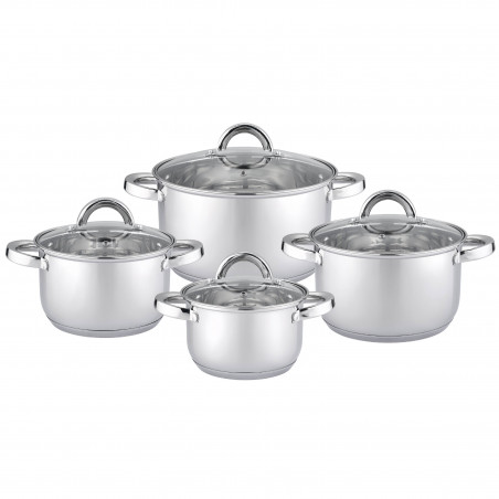 Σετ κατσαρόλα Rosberg R51210L8, 8 h, Διπλός πάτος, 1,8-5,8 λίτρα, Επαγωγή, Inox