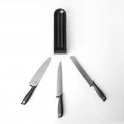 Σετ 3 μαχαιριών Brabantia Tasty+ 1001176, Σκληρυμένο ατσάλι, Ανθεκτικό σε γρατζουνιές και διάβρωση, Σκούρο γκρι
