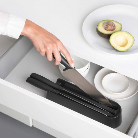 Σετ 3 μαχαιριών Brabantia Tasty+ 1001176, Σκληρυμένο ατσάλι, Ανθεκτικό σε γρατζουνιές και διάβρωση, Σκούρο γκρι