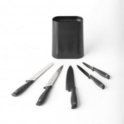 Σετ 5 μαχαιριών Brabantia Tasty+ 1001177, Σκληρυμένος χάλυβας, Ανθεκτικός σε γρατζουνιές και διάβρωση, Σκούρο γκρι