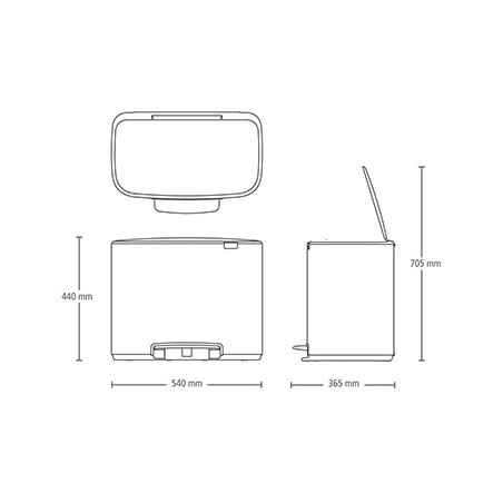 Κάδος Brabantia Bo Pedal 1000236, 36 L, Εύκολο κλείσιμο, Αντιολισθητική βάση, Ανθεκτικό στα δακτυλικά αποτυπώματα, Μαύρο