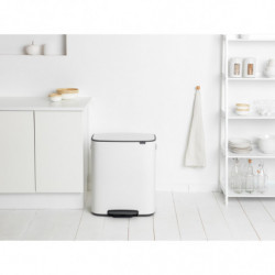 Κάδος απορριμμάτων Brabantia Bo Pedal 1003182, 60 λίτρα, Απαλό κλείσιμο, Αντιολισθητική βάση, Λευκό