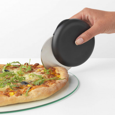 Μαχαίρι για πίτσα Brabantia Tasty+ 1001175, Compact, Guard, Σκληρυμένο ατσάλι, Σκούρο γκρι