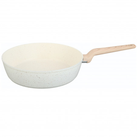 Βαθύ τηγάνι Voltz Nice OV54419E28D, 28x6.8 cm, Επίστρωση μαρμάρου, Επαγωγή, Κρέμα μελανζέ