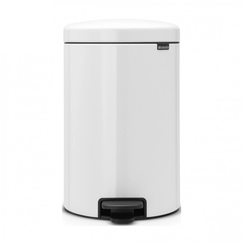 Κάδος με πεντάλ Brabantia NewIcon 649034, 20 l, Ομαλό κλείσιμο, Αντιολισθητική βάση, Λευκό