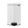 Κάδος με πεντάλ Brabantia NewIcon 649034, 20 l, Ομαλό κλείσιμο, Αντιολισθητική βάση, Λευκό
