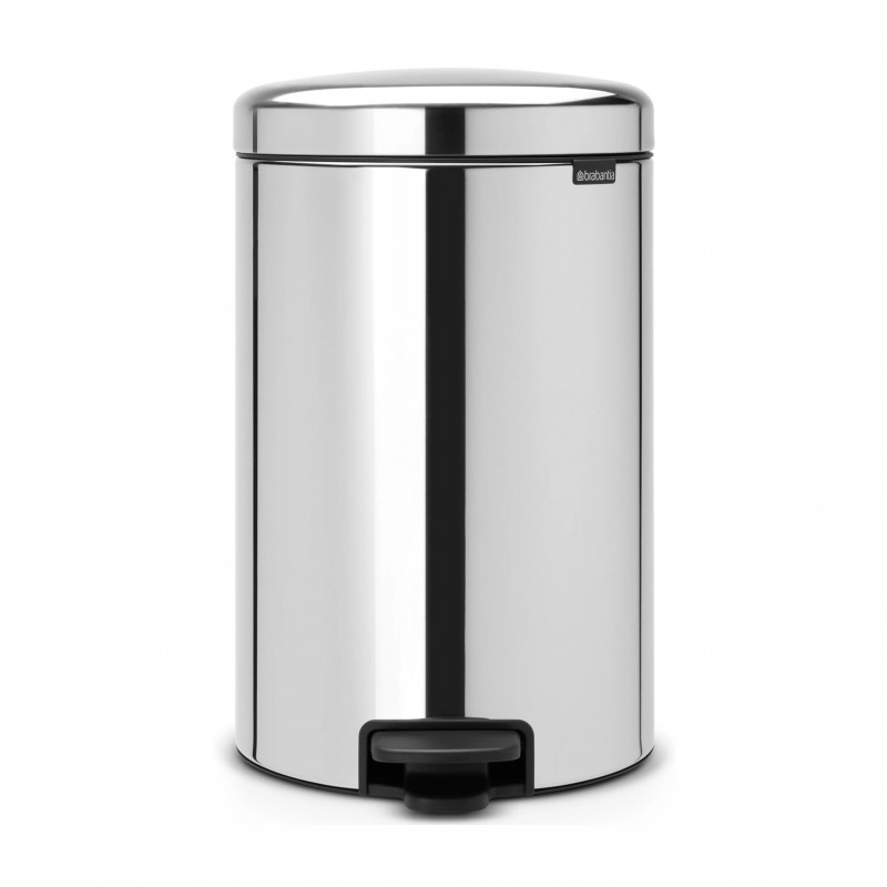 Κάδος με πεντάλ Brabantia NewIcon 649040, 20 l, Ομαλό κλείσιμο, Αντιολισθητική βάση, Inox