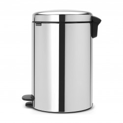 Κάδος με πεντάλ Brabantia NewIcon 649040, 20 l, Ομαλό κλείσιμο, Αντιολισθητική βάση, Inox