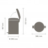 Κάδος με πεντάλ Brabantia NewIcon 1008846, 20 l, Ομαλό κλείσιμο, Αντιολισθητική βάση, Σκούρο γκρι