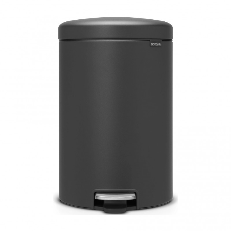 Κάδος απορριμμάτων με πεντάλ Brabantia NewIcon 649747, 20 l, Ομαλό κλείσιμο, Αντιολισθητική βάση, Ορυκτή επίστρωση, Σκούρο γκρι