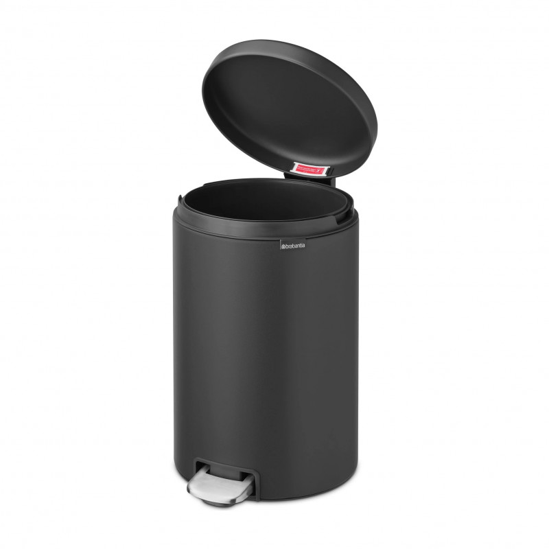Κάδος απορριμμάτων με πεντάλ Brabantia NewIcon 649747, 20 l, Ομαλό κλείσιμο, Αντιολισθητική βάση, Ορυκτή επίστρωση, Σκούρο γκρι
