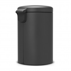 Κάδος απορριμμάτων με πεντάλ Brabantia NewIcon 649747, 20 l, Ομαλό κλείσιμο, Αντιολισθητική βάση, Ορυκτή επίστρωση, Σκούρο γκρι