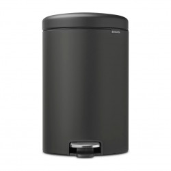 Κάδος απορριμμάτων με πεντάλ Brabantia NewIcon 649747, 20 l, Ομαλό κλείσιμο, Αντιολισθητική βάση, Ορυκτή επίστρωση, Σκούρο γκρι