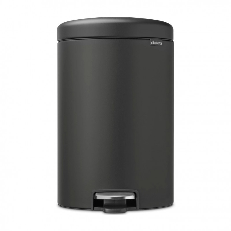 Κάδος απορριμμάτων με πεντάλ Brabantia NewIcon 649747, 20 l, Ομαλό κλείσιμο, Αντιολισθητική βάση, Ορυκτή επίστρωση, Σκούρο γκρι