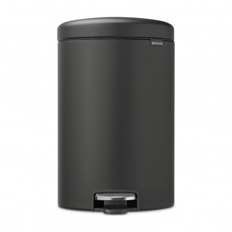 Κάδος απορριμμάτων με πεντάλ Brabantia NewIcon 649747, 20 l, Ομαλό κλείσιμο, Αντιολισθητική βάση, Ορυκτή επίστρωση, Σκούρο γκρι