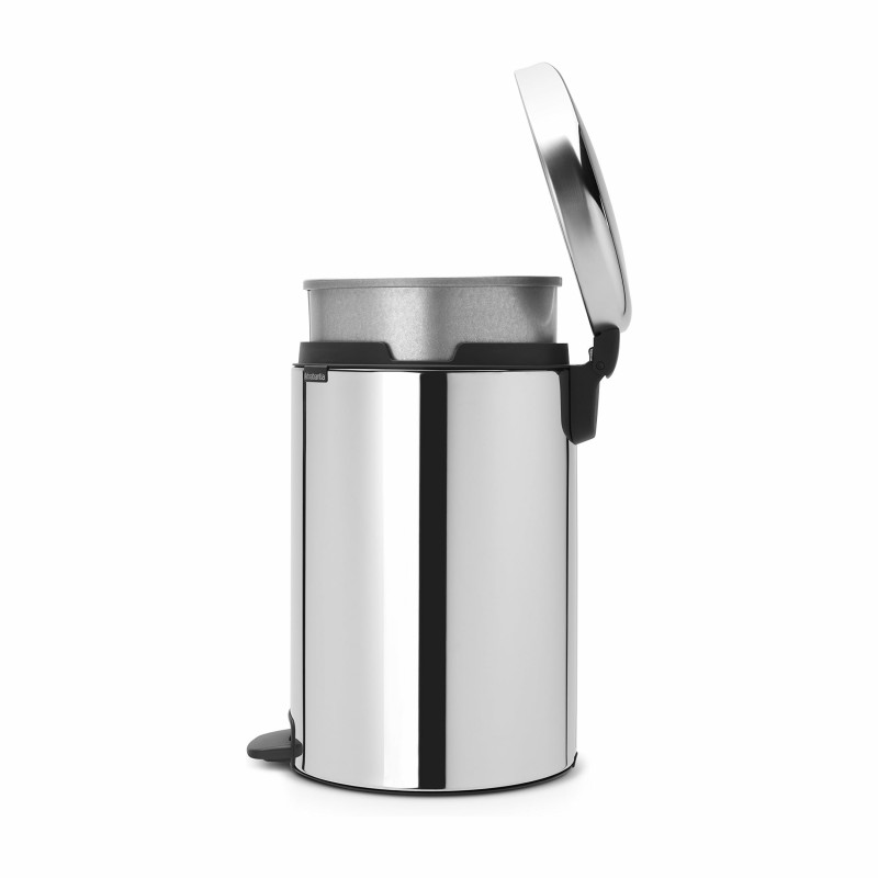 Κάδος με πεντάλ Brabantia NewIcon 649048, 20 l, Ομαλό κλείσιμο, Αντιολισθητική βάση, Μεταλλικός εσωτερικός κάδος, Inox