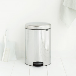 Κάδος με πεντάλ Brabantia NewIcon 649048, 20 l, Ομαλό κλείσιμο, Αντιολισθητική βάση, Μεταλλικός εσωτερικός κάδος, Inox