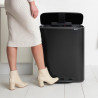 Κάδος Brabantia Bo Pedal 1003185, 60 L, Εύκολο κλείσιμο, Αντιολισθητική βάση, Μαύρο