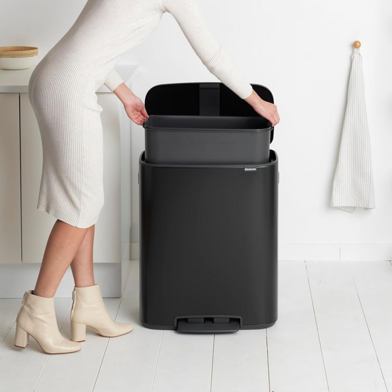 Κάδος Brabantia Bo Pedal 1003185, 60 L, Εύκολο κλείσιμο, Αντιολισθητική βάση, Μαύρο
