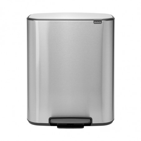 Κάδος Brabantia Bo Pedal 1003192, 2x30 l, Ομαλό κλείσιμο, Αντιολισθητική βάση, Ανθεκτικό στα δακτυλικά αποτυπώματα, Inox/matt