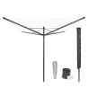 Brabantia Lift-O-Matic outdoor space 1003467, 50 m, Ρυθμιζόμενο ύψος, Μεταλλική ακίδα εκσκαφής, Θήκη, Τσάντα με κλιπς, Ανθεκτικό στη διάβρωση, Μαύρο