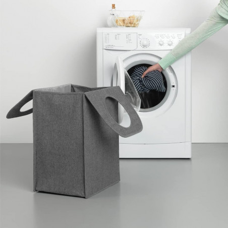 Σακούλα πλυντηρίου Brabantia 1001094, 55 L, Στερεό και αποσπώμενο πάτο, Μαγνητικές λαβές, Μαύρο