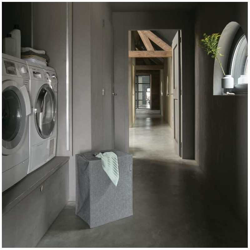 Σακούλα πλυντηρίου Brabantia 1001094, 55 L, Στερεό και αποσπώμενο πάτο, Μαγνητικές λαβές, Μαύρο