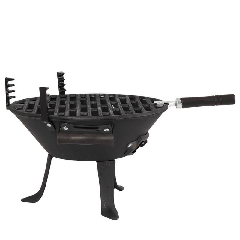 Μπάρμπεκιου από χυτοσίδηρο Muhler 104377, Ø30 cm, Κάρβουνο, Ρυθμιζόμενη σχάρα, Μαύρο