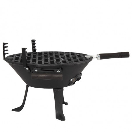 Μπάρμπεκιου από χυτοσίδηρο Muhler 104377, Ø30 cm, Κάρβουνο, Ρυθμιζόμενη σχάρα, Μαύρο