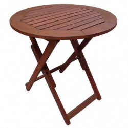 Πτυσσόμενο τραπέζι Muhler Meranti 1001761, Ø70x74 cm, ξύλο Meranti/Shorea, κόκκινο-καφέ