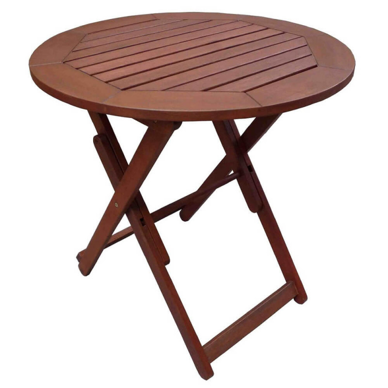 Πτυσσόμενο τραπέζι Muhler Meranti 1001761, Ø70x74 cm, ξύλο Meranti/Shorea, κόκκινο-καφέ