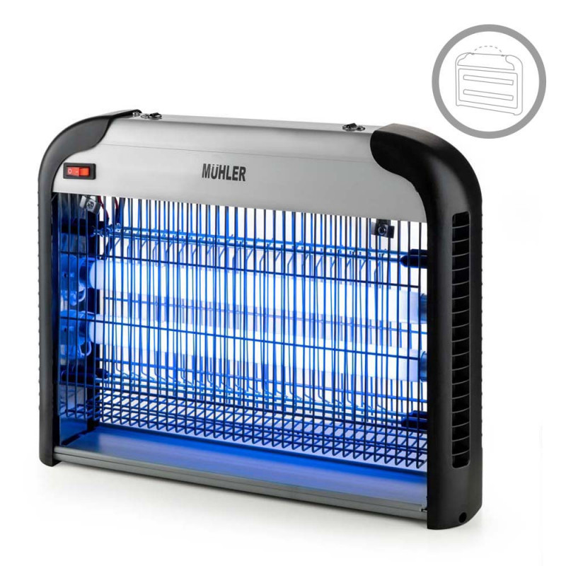 Λαμπτήρας εντόμων Muhler MIK-60 1003953, 30W, 60 m2, Ασφαλής για ανθρώπους και ζώα, Αφαιρούμενος δίσκος, Μαύρο/γκρι