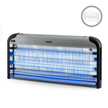 Λαμπτήρας εντόμων Muhler MIK-100 1003954, 40W, 100 m2, Ασφαλής για ανθρώπους και ζώα, Αθόρυβη λειτουργία, Μαύρο/γκρι