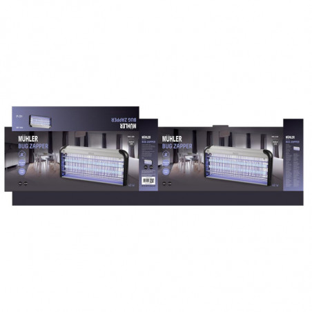 Λαμπτήρας εντόμων Muhler MIK-100 1003954, 40W, 100 m2, Ασφαλής για ανθρώπους και ζώα, Αθόρυβη λειτουργία, Μαύρο/γκρι