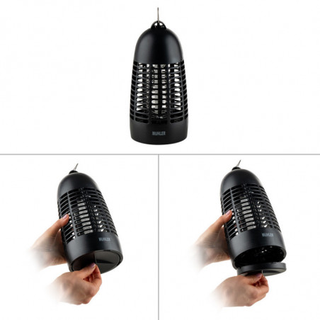 Λαμπτήρας εντόμων Muhler MIK-30 1003955, 4W, 20 m2, Ασφαλής για ανθρώπους και ζώα, Μαύρο