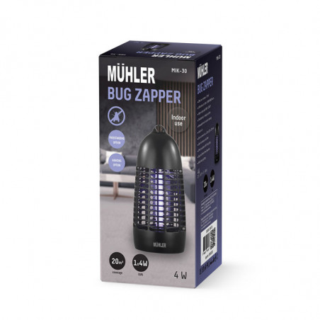 Λαμπτήρας εντόμων Muhler MIK-30 1003955, 4W, 20 m2, Ασφαλής για ανθρώπους και ζώα, Μαύρο