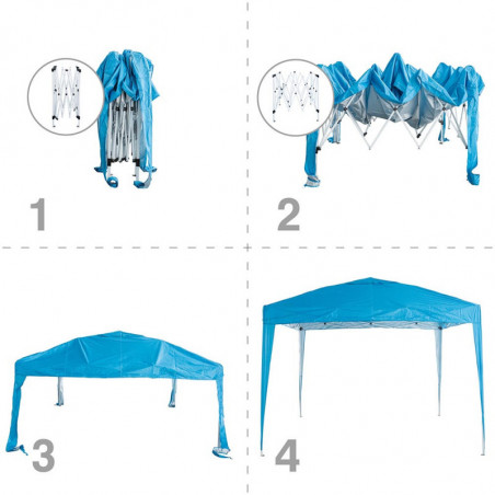 Αναδιπλούμενη σκηνή Muhler 1006066, 3x3 m, ύψος 2,4 m, POP UP, μπλε