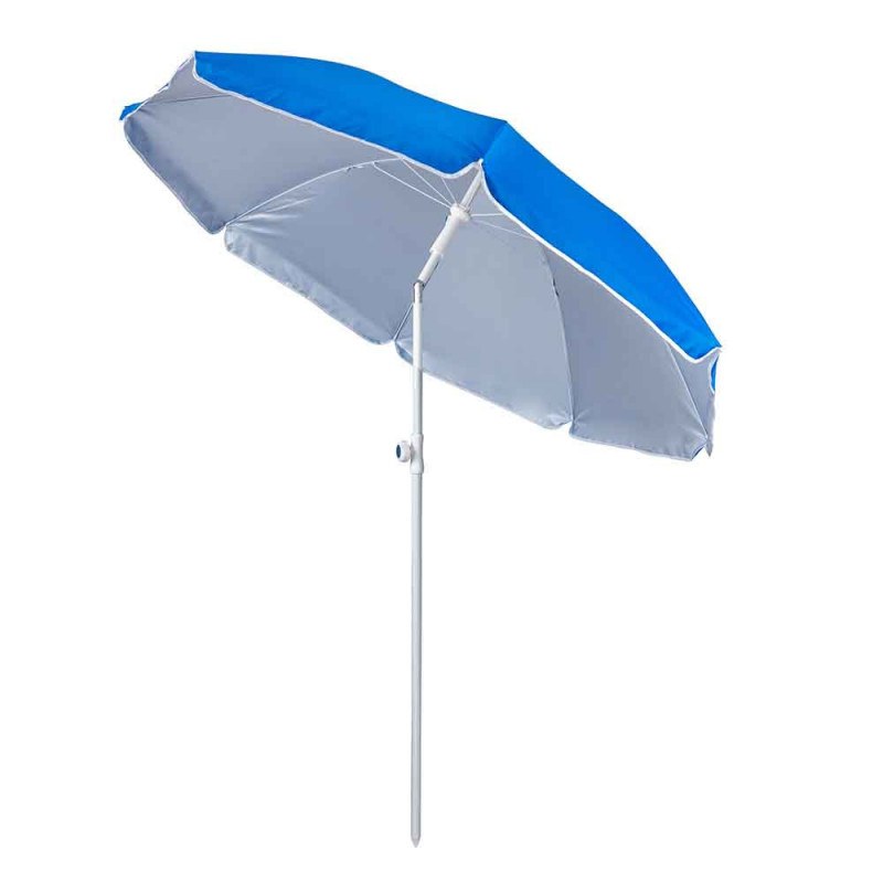Ομπρέλα παραλίας MUHLER 2119 1008628, Ø160 cm, 195 cm ύψος, 8 νευρώσεις, UV προστασία UPF 50+, Βραχίονας Breakaway, Μπλε