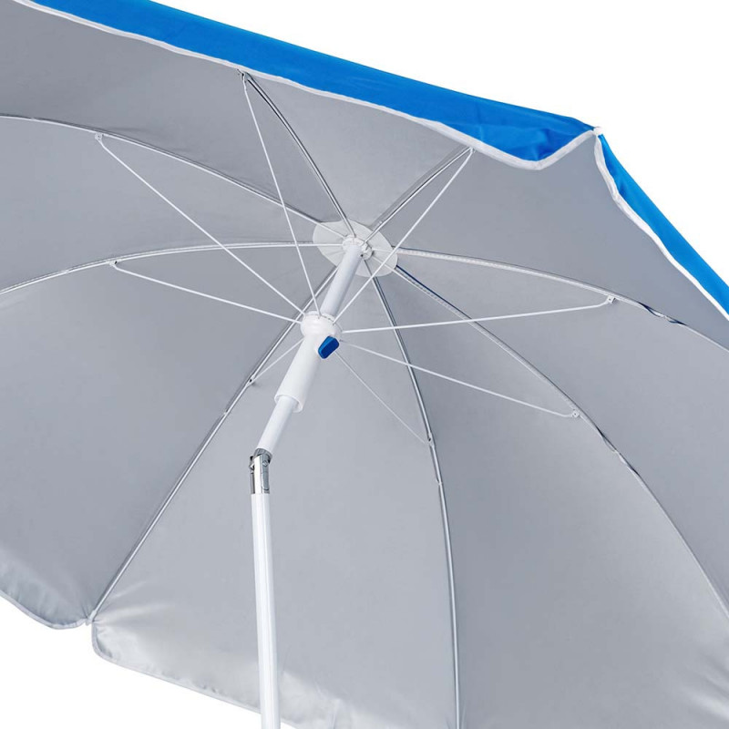 Ομπρέλα παραλίας MUHLER 2119 1008628, Ø160 cm, 195 cm ύψος, 8 νευρώσεις, UV προστασία UPF 50+, Βραχίονας Breakaway, Μπλε