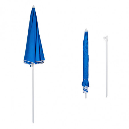 Ομπρέλα παραλίας MUHLER 2119 1008628, Ø160 cm, 195 cm ύψος, 8 νευρώσεις, UV προστασία UPF 50+, Βραχίονας Breakaway, Μπλε